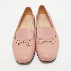 Gucci Pink Leather Horsebit Loafers Size 39