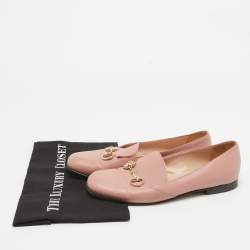 Gucci Pink Leather Horsebit Loafers Size 39