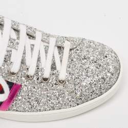 Gucci Silver Glitter and Leather Ace Sneakers Size 37.5