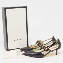 مملوكة مسبقًا Gucci Black Leather Slip On Pumps Size 38.5