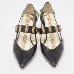 مملوكة مسبقًا Gucci Black Leather Slip On Pumps Size 38.5