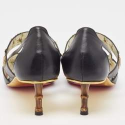 مملوكة مسبقًا Gucci Black Leather Slip On Pumps Size 38.5