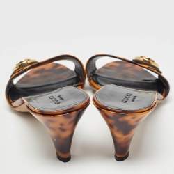 Pre Owned Gucci Two Tone Animal Print Patent Leather Hysteria Slide Sandals Size 39