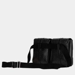 Gucci Black GG Embossed Perforated Leather Double Belt Bag