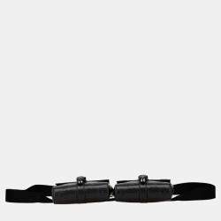 Gucci Black GG Embossed Perforated Leather Double Belt Bag
