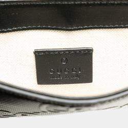 Gucci Black GG Embossed Perforated Leather Double Belt Bag