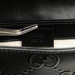Gucci Black GG Embossed Perforated Leather Double Belt Bag