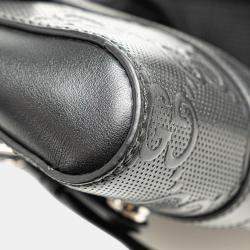 Gucci Black GG Embossed Perforated Leather Double Belt Bag