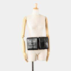 Gucci Black GG Embossed Perforated Leather Double Belt Bag