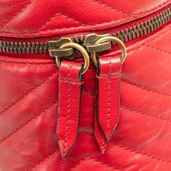 Gucci Red Quilted Calf Leather GG Marmont Backpack