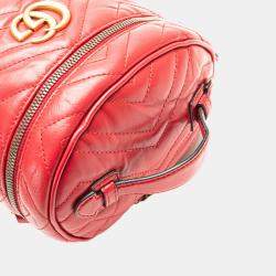Gucci Red Quilted Calf Leather GG Marmont Backpack