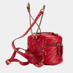 Gucci Red Quilted Calf Leather GG Marmont Backpack