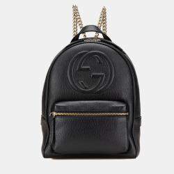 Gucci Black Soho Leather Chain Backpack