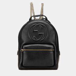 Gucci Black Soho Leather Chain Backpack