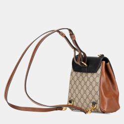 Gucci Beige/Brown GG Supreme Padlock Backpack