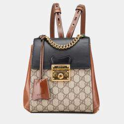Gucci Beige/Brown GG Supreme Padlock Backpack