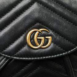 Pre Owned Gucci Black GG Marmont Matelasse Calfskin Backpack
