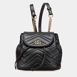 Pre Owned Gucci Black GG Marmont Matelasse Calfskin Backpack