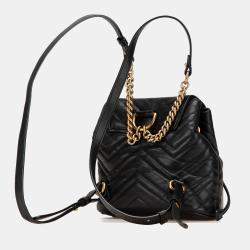Pre Owned Gucci Black GG Marmont Matelasse Calfskin Backpack