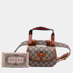 Pre Owned Gucci Brown Mini GG Supreme Web Bamboo 1947 Belt Bag