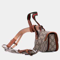 Pre Owned Gucci Brown Mini GG Supreme Web Bamboo 1947 Belt Bag