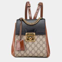 Pre Owned Gucci Beige/Brown GG Supreme Padlock Backpack