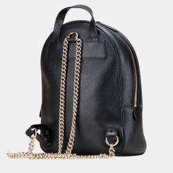 Pre Owned Gucci Black Pebbled Calfskin Soho Chain Backpack