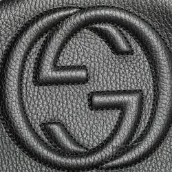 Pre Owned Gucci Black Pebbled Calfskin Soho Chain Backpack