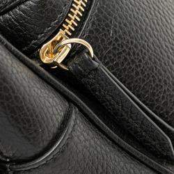 Pre Owned Gucci Black Pebbled Calfskin Soho Chain Backpack
