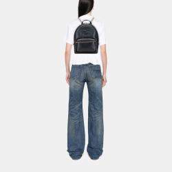 Pre Owned Gucci Black Pebbled Calfskin Soho Chain Backpack