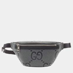 Pre Owned Gucci Grey Small Leather Jumbo GG Belt Bag