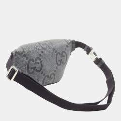 Pre Owned Gucci Grey Small Leather Jumbo GG Belt Bag