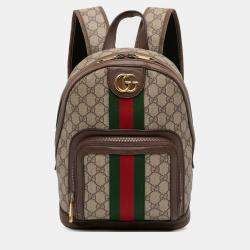 Pre Owned Gucci Small GG Supreme Ophidia Web Backpack