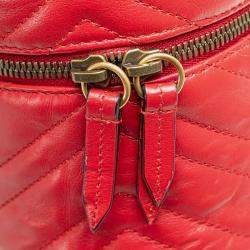 Pre Owned Gucci GG Marmont Round Red Matelasse Leather Backpack