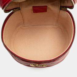 Pre Owned Gucci GG Marmont Round Red Matelasse Leather Backpack