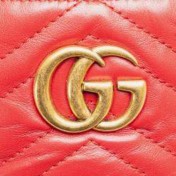 Pre Owned Gucci GG Marmont Round Red Matelasse Leather Backpack
