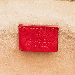Pre Owned Gucci GG Marmont Round Red Matelasse Leather Backpack