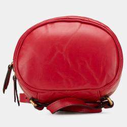 Pre Owned Gucci GG Marmont Round Red Matelasse Leather Backpack