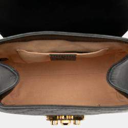 Pre Owned Gucci Black Calf Leather Guccissima Padlock Backpack