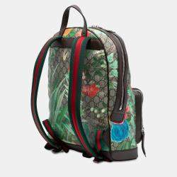 Pre Owned Gucci Beige/Brown Calf Leather, Coated Canvas GG Supreme Tian Backpack