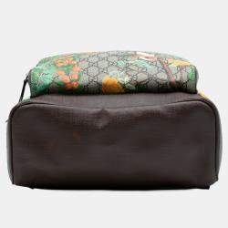 Pre Owned Gucci Beige/Brown Calf Leather, Coated Canvas GG Supreme Tian Backpack