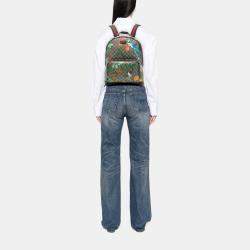 Pre Owned Gucci Beige/Brown Calf Leather, Coated Canvas GG Supreme Tian Backpack