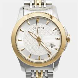 Gucci Silver Two-Tone Stainless Steel G Timeless 126.5 Women's Wristwatch 27 mm