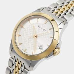 Gucci Silver Two-Tone Stainless Steel G Timeless 126.5 Women's Wristwatch 27 mm