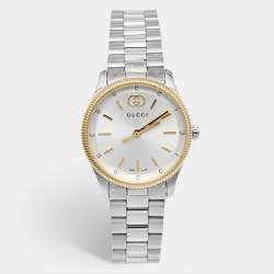 Gucci Silver Gold Plated Stainless Steel G Timeless YA126576 Women s Wristwatch 27 mm Gucci TLC