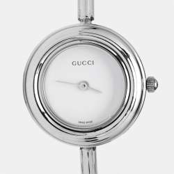 Gucci White Stainless Steel Vintage Interchangeable Bezel 11/12.2L Women's Wristwatch 26 mm
