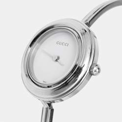 Gucci White Stainless Steel Vintage Interchangeable Bezel 11/12.2L Women's Wristwatch 26 mm
