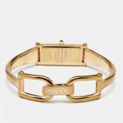 Pre Owned Gucci Mother Of Pearl Rose Gold Plated Stainless Steel 1500 L Women's Wristwatch 12.5MM