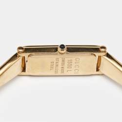 Pre Owned Gucci Mother Of Pearl Rose Gold Plated Stainless Steel 1500 L Women's Wristwatch 12.5MM