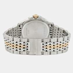 Pre Owned Gucci Mother of Pearl Two-Tone Stainless Steel Diamonds G-Timeless YA126514 Women's Wristwatch 27 mm